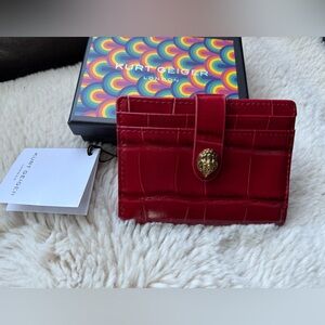 Kurt Geiger NIB Red Croc-Embossed Card Wallet